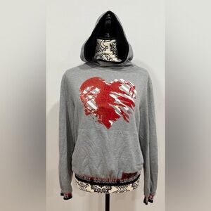 Society Gray Sweater with Red Heart Graphic